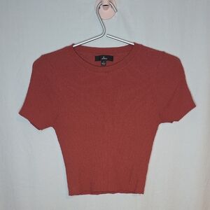 Lulu's Terracotta Ribbed Crop Top